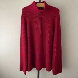 Banana Republic Wool Blend Knit Sweater Quarter Zip Italian Yarn Red Mens XL